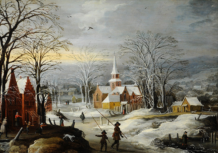Winter Landscapes with Buildings and Figures Print